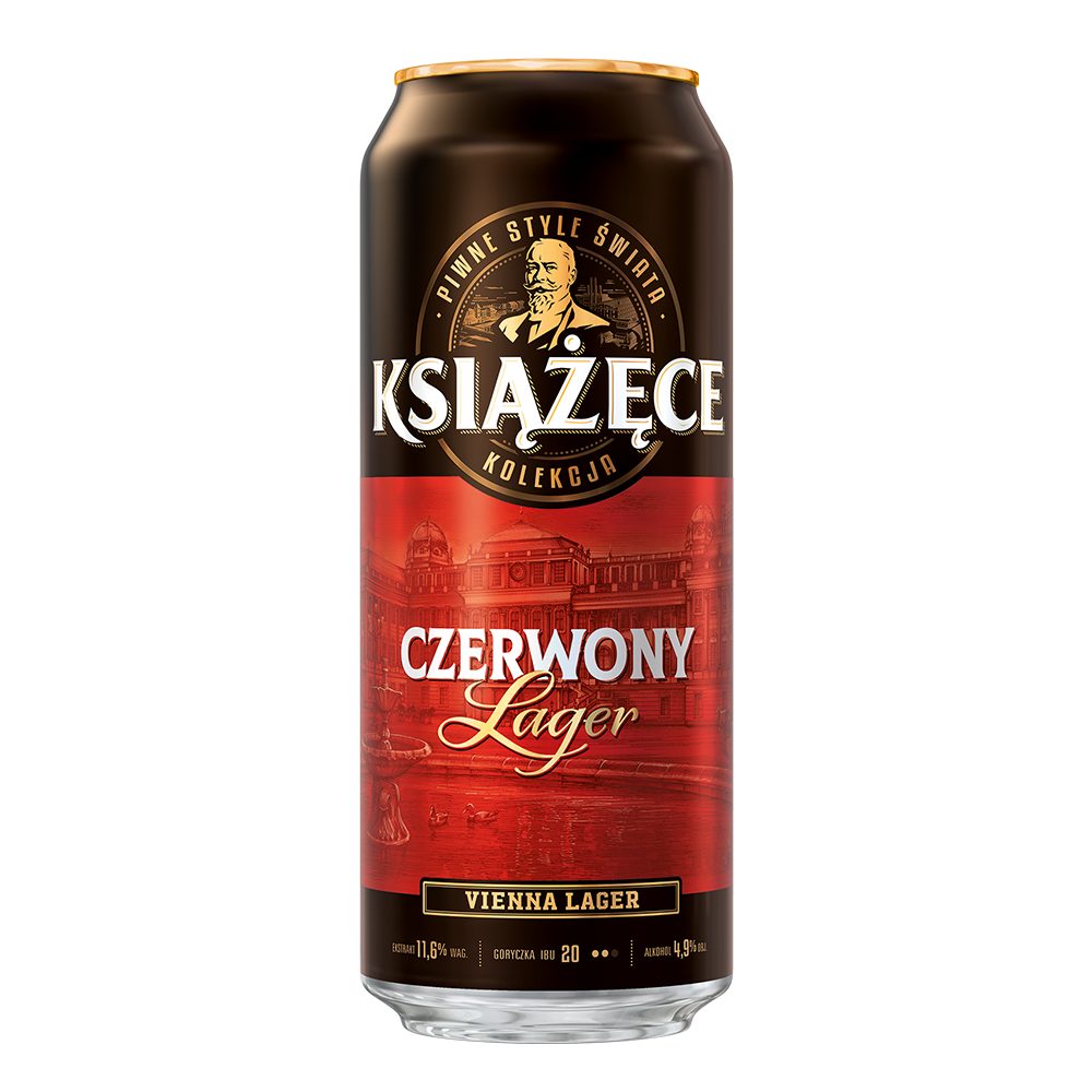 Piwo Książęce Czerwony Lager 4,9% 500 ml Puszka DRS
