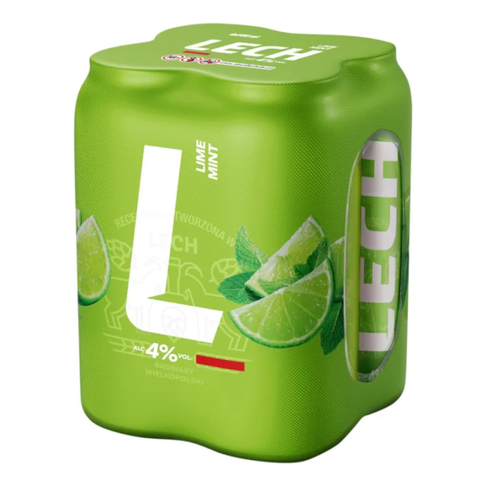 Piwo Lech Limonka z Miętą 4% 500 ml 4-pak Puszka DRS