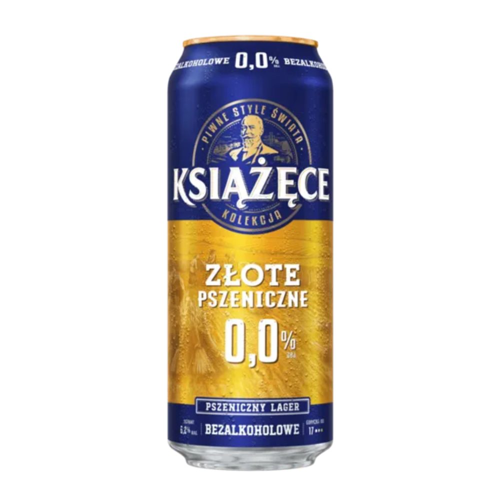 Piwo Książęce Złote Pszeniczne 0% 500 ml puszka DRS