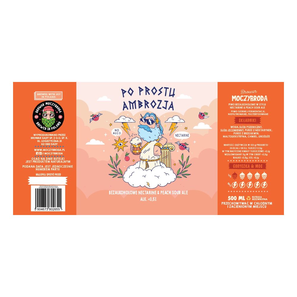 Piwo Moczybroda Po Prostu Ambrozja Bezalkoholowe Nectarine & Peach Sour Ale 0,5% 500 ml
