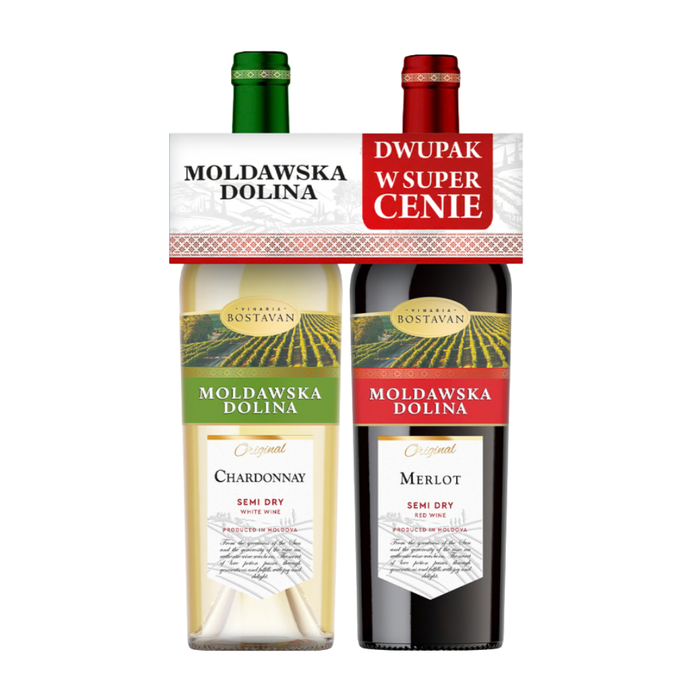 Wino Moldawska Dolina Chardonnay & Merlot Semi Dry 12,5% 2 x 750 ml