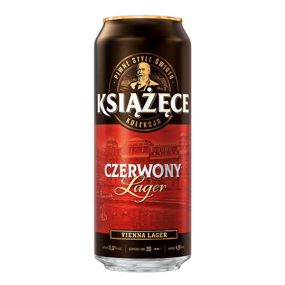 Piwo Książęce Czerwony Lager 4,9% 500 ml Puszka DRS