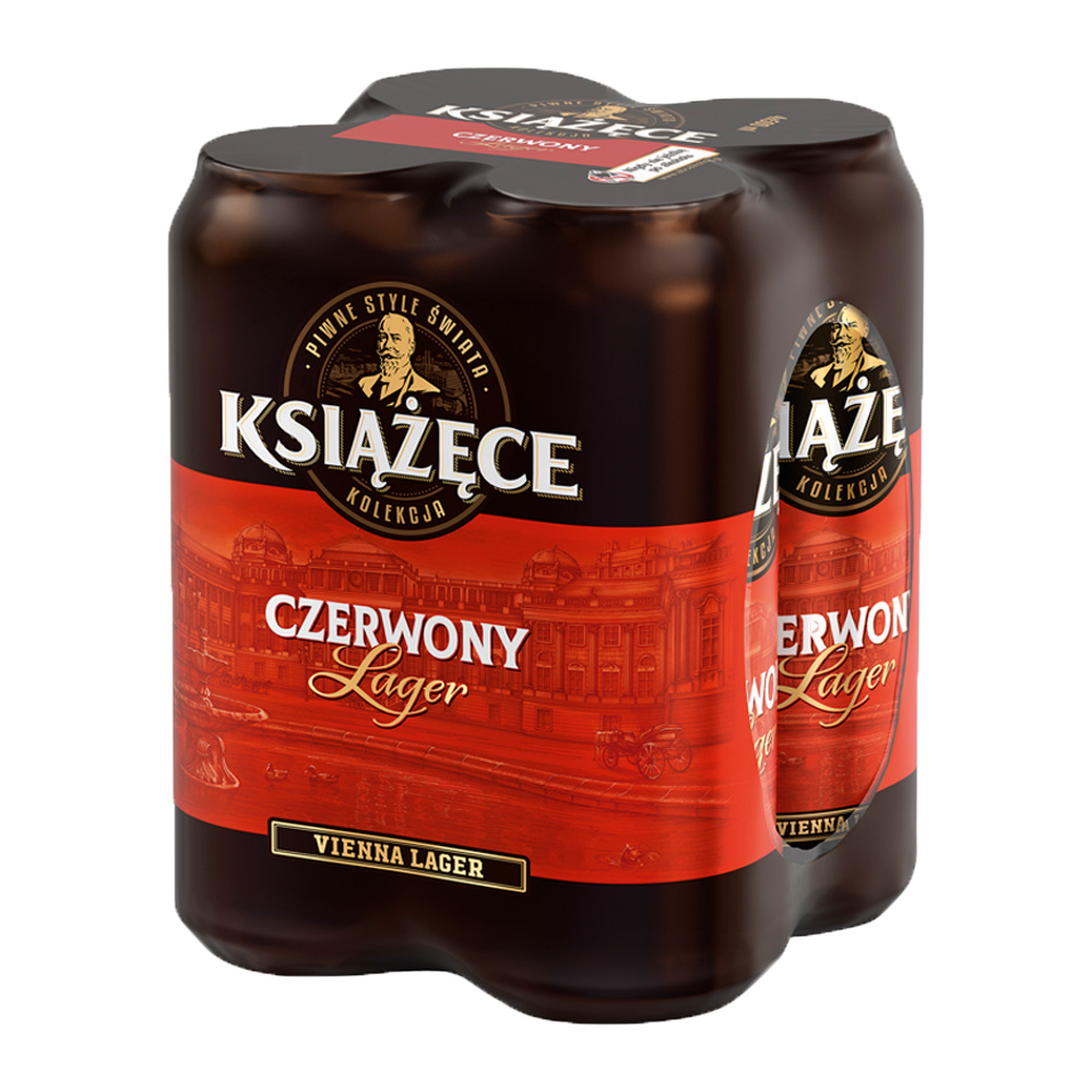 Piwo Książęce Czerwony Lager 4,9% 500 ml 4 - pak Puszka DRS