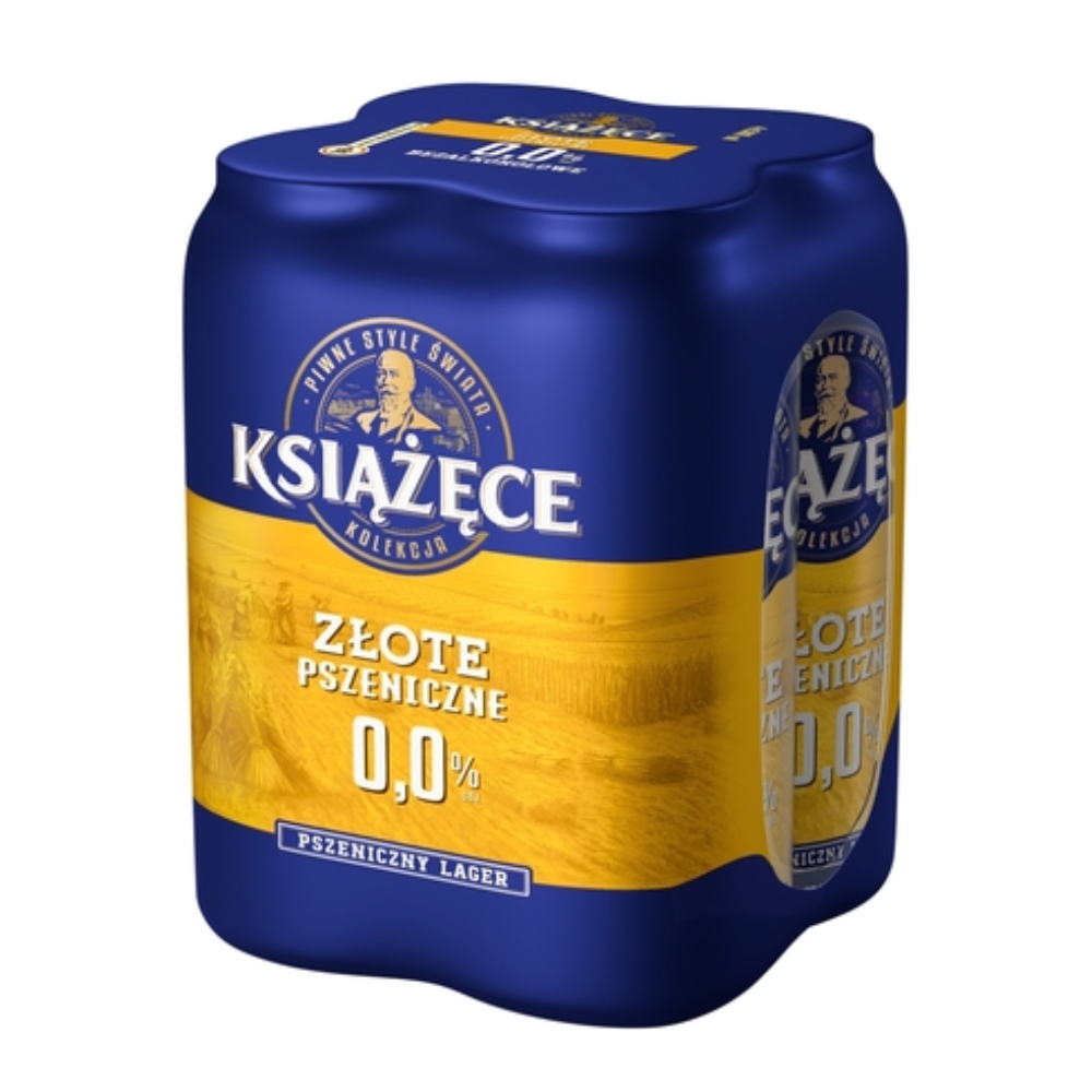 Piwo Książęce Złote Pszeniczne 0% 500 ml 4-pak Puszka DRS