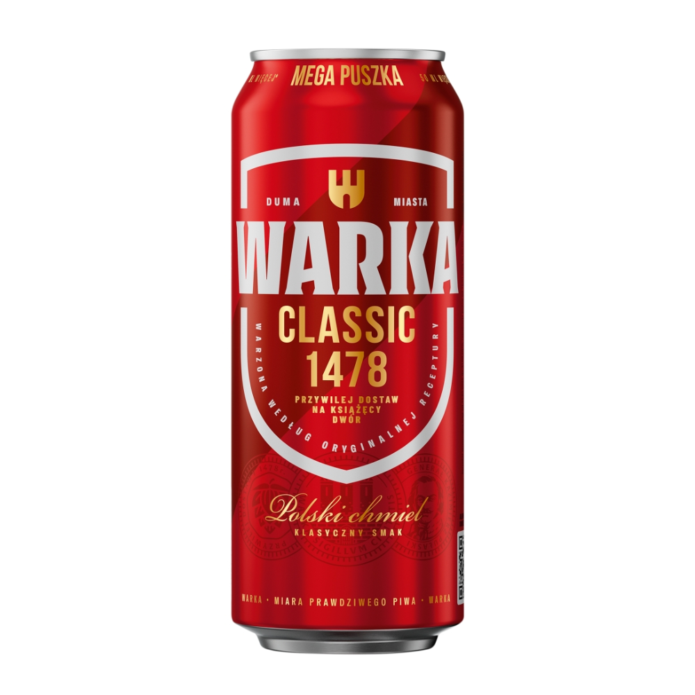 Piwo Warka Classic Jasne Pełne 5,2% 500 ml puszka DRS