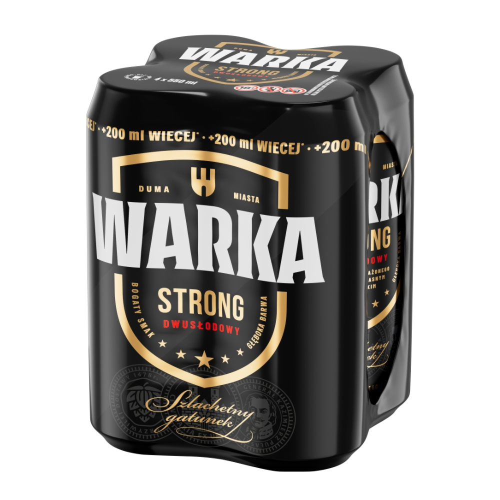 Piwo Warka Strong 6,3% 500 ml 4-pak puszka DRS
