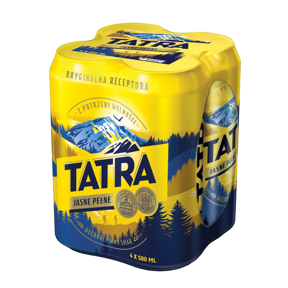 Piwo Tatra Jasne Pełne 5,8% 500 ml 4-pak Puszka DRS
