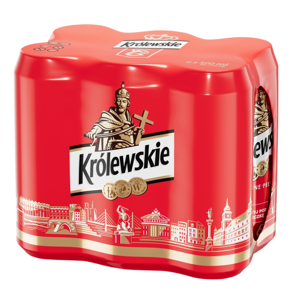 Piwo Królewskie Jasne 5,2% 500 ml 6-pak puszka DRS