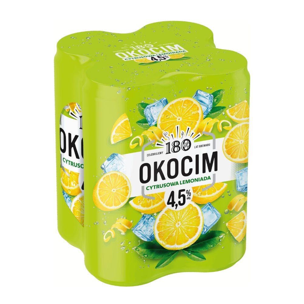 Piwo Okocim Cytrusowa Lemoniada 4,5% 500 ml 4-pak puszka DRS