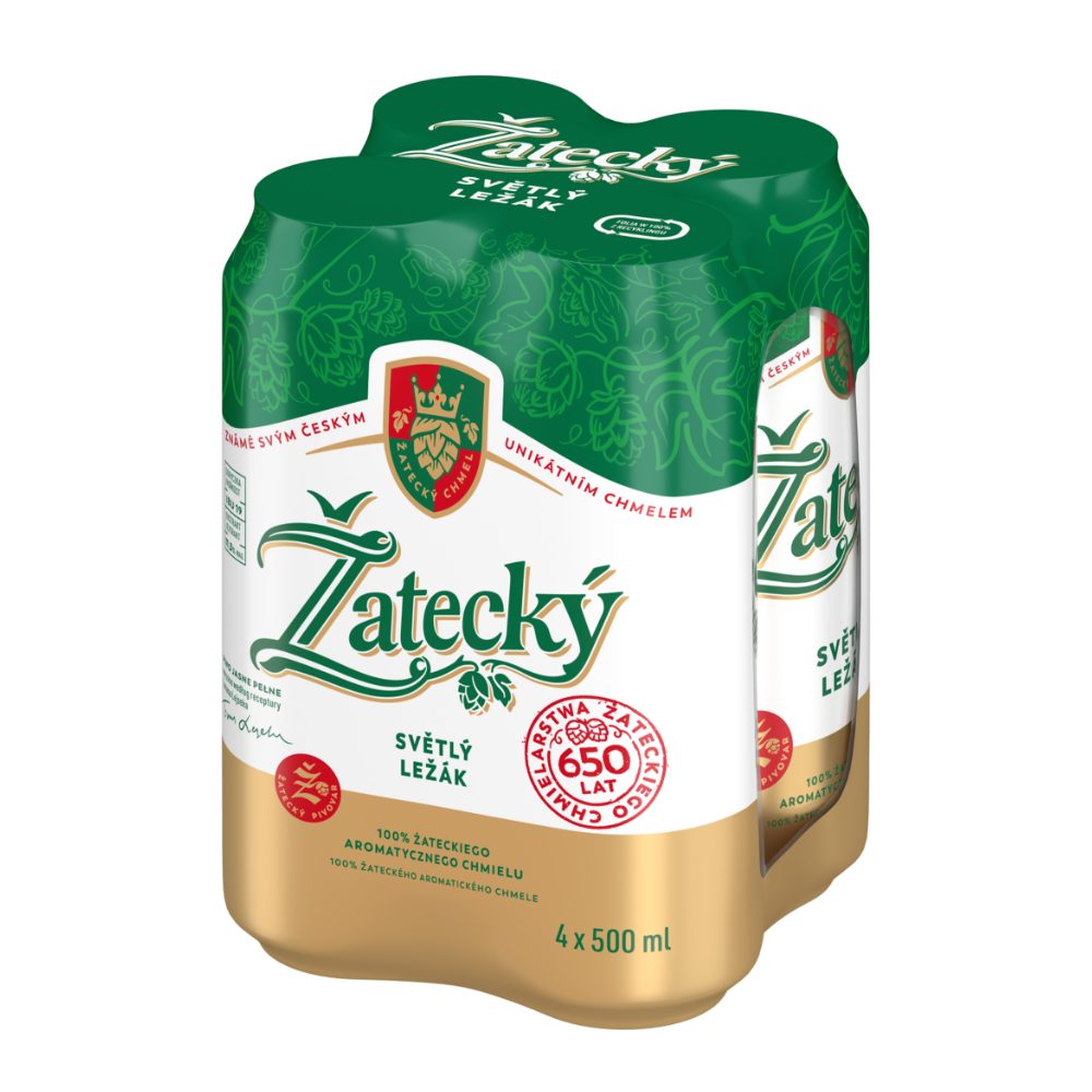 Piwo Zatecky Světlý Ležák 5% 500 ml 4-pak puszka DRS