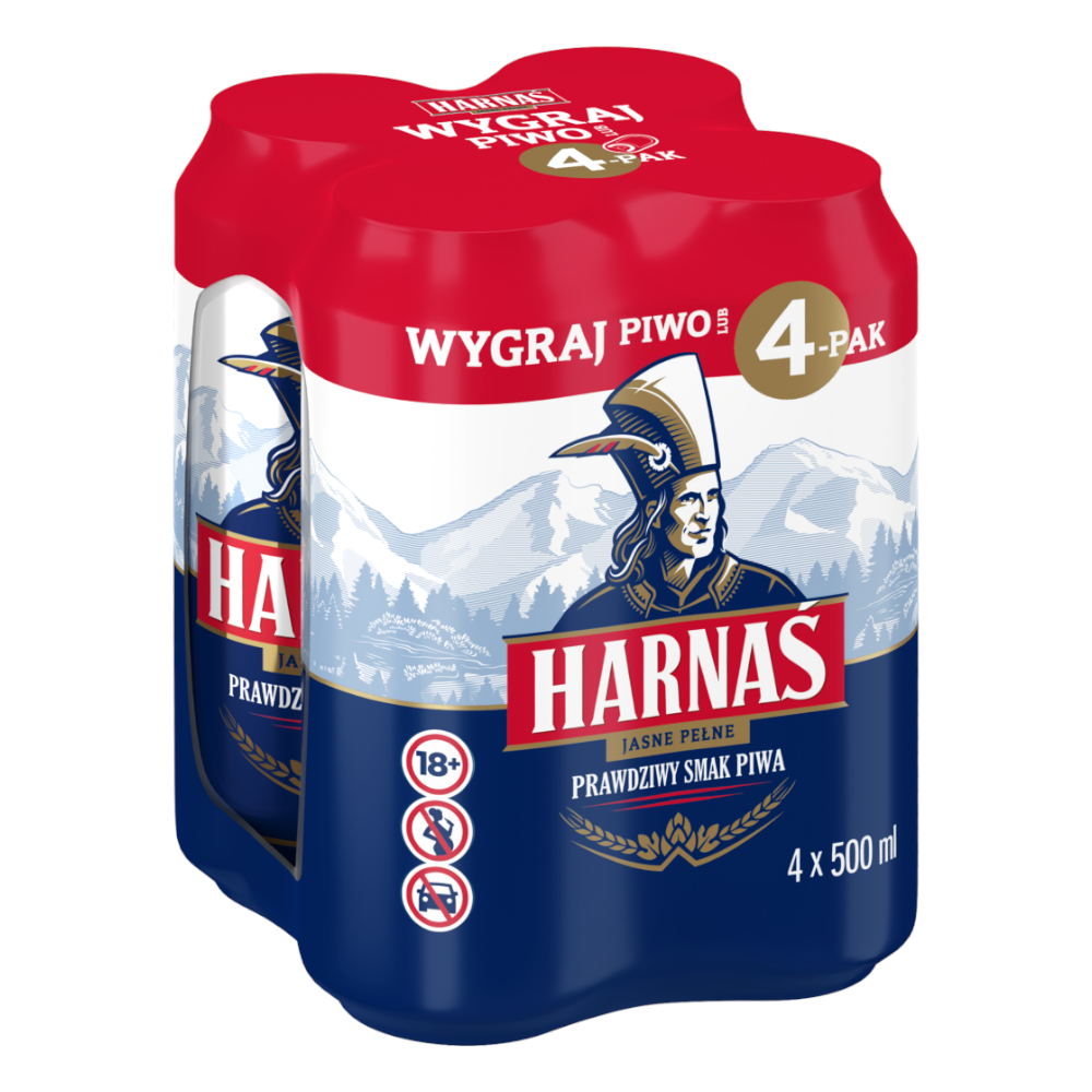 Piwo Harnaś Jasne Pełne 6% 500 ml 4-pak Puszka DRS