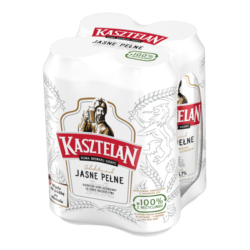 Piwo Kasztelan Jasne Pełne 5,6% 500 ml 4-pak Puszka DRS