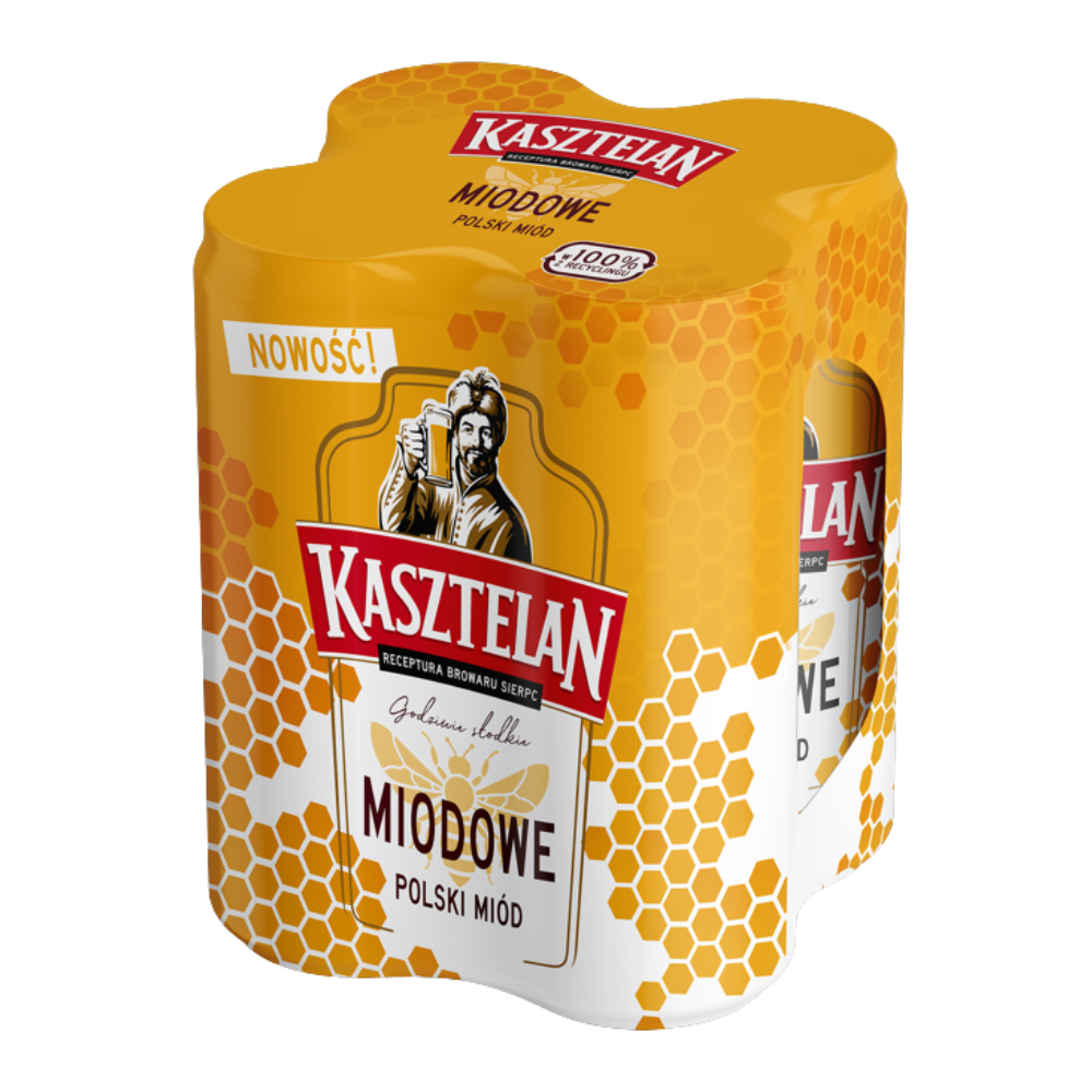 Piwo Kasztelan Miodowe 4,8% 500 ml 4-pak puszka DRS