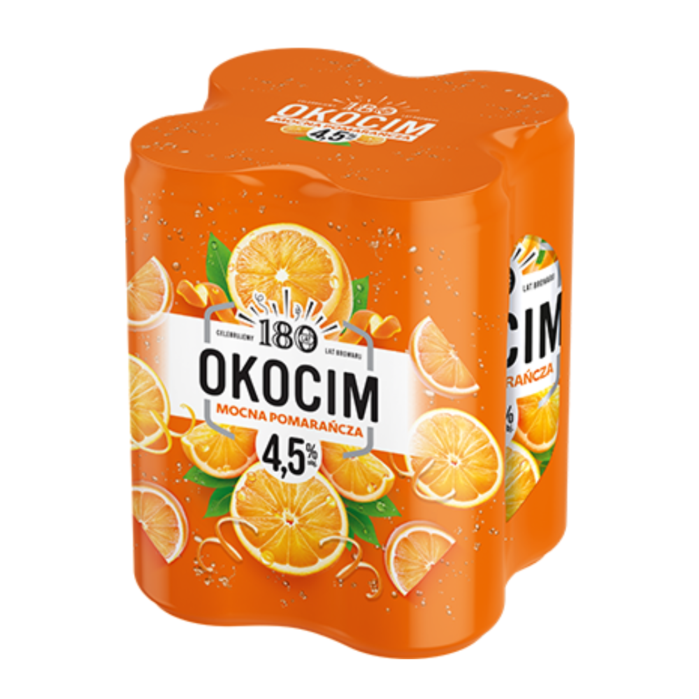 Piwo Okocim Mocna Pomarańcza 4,5% 500 ml 4 pak Puszka DRS