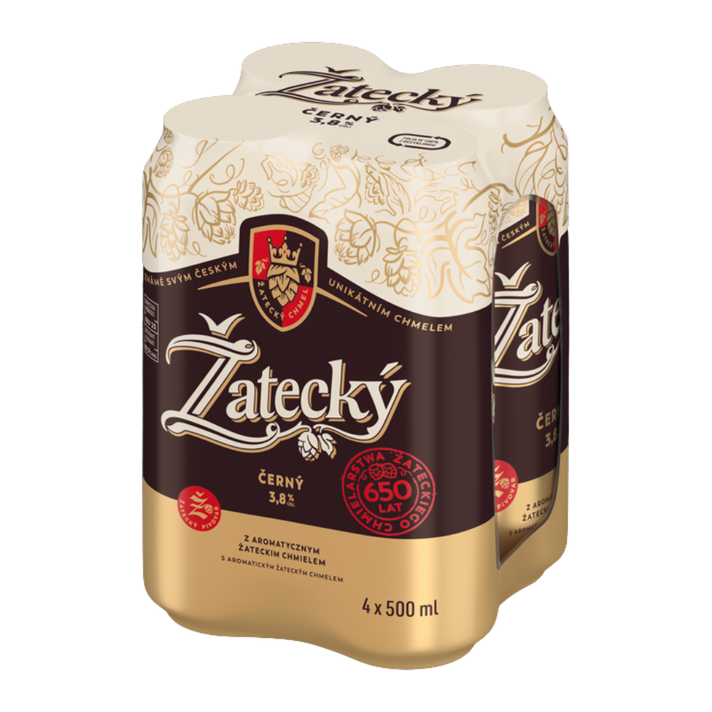 Piwo Zatecky Cerny 3,8% 500 ml 4-pak puszka DRS