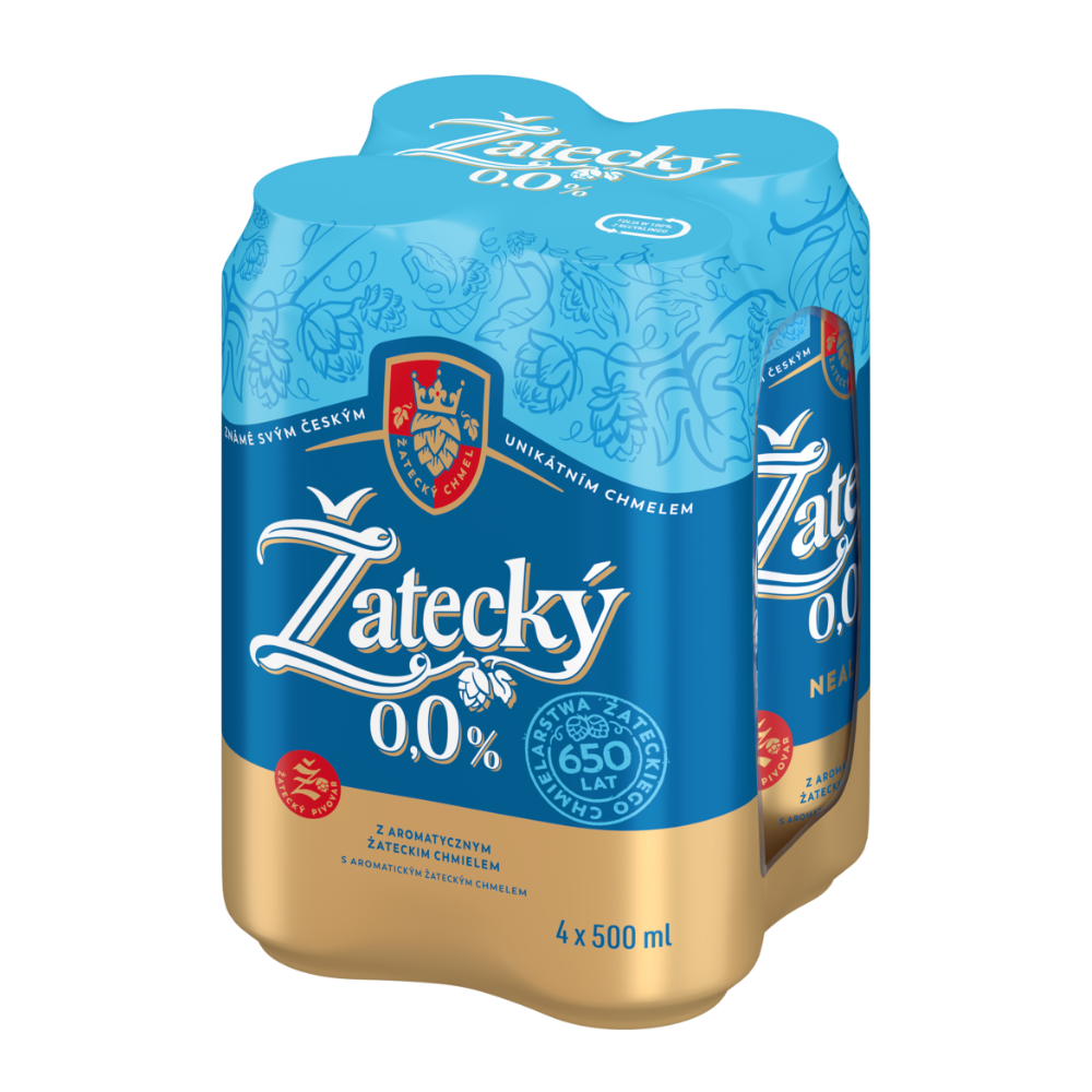 Piwo Zatecky Zero 0% 500 ml 4-pak puszka DRS