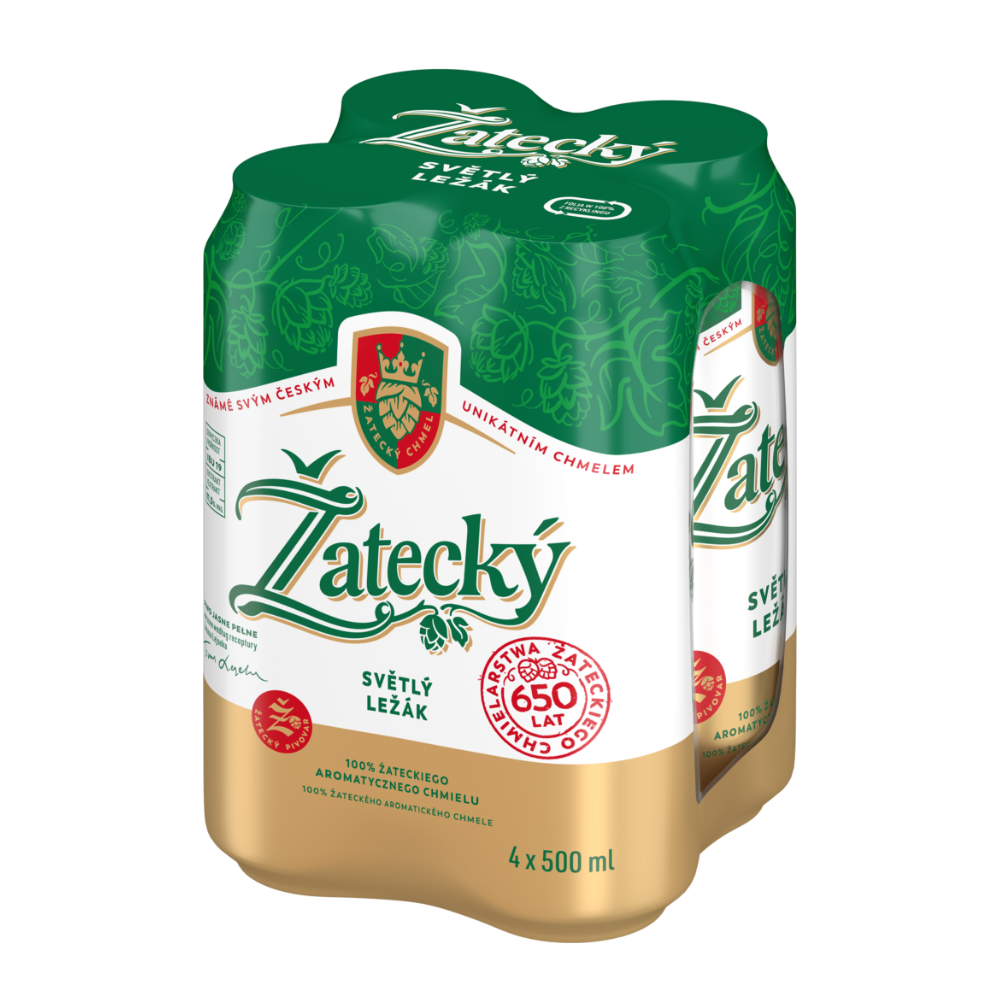 Piwo Zatecky Světlý Ležák 5% 500 ml 4-pak puszka DRS