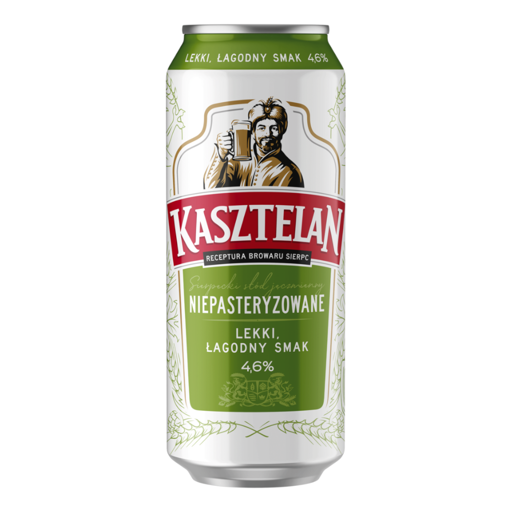Piwo Kasztelan Niepasteryzowane 4,6% 500 ml Puszka DRS