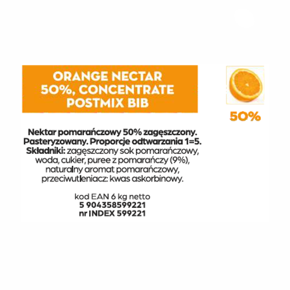 Sok 50% pomarańczowy 6kg BIB