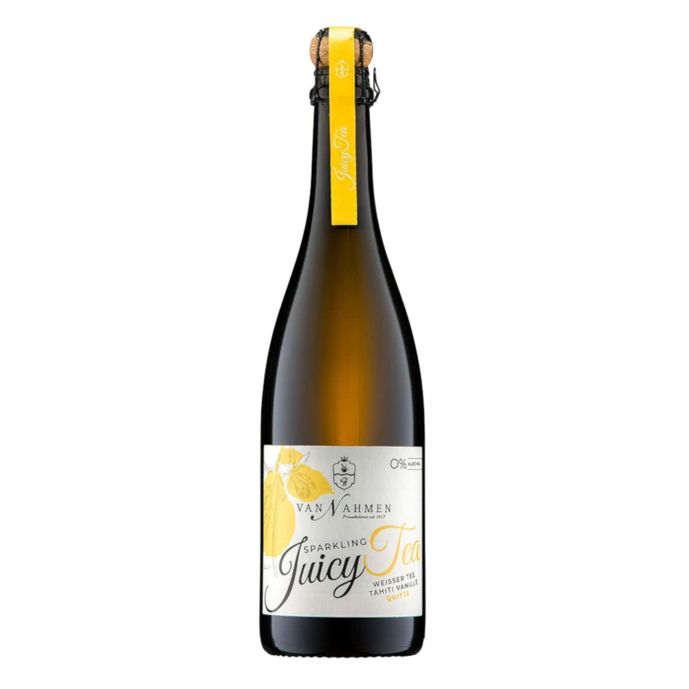 Wino Musujące Van Nahmen Sparkling Juicy Tea Biała Herbata-Wanilia z Tahiti-Pigwa Bio 0% białe 750 ml