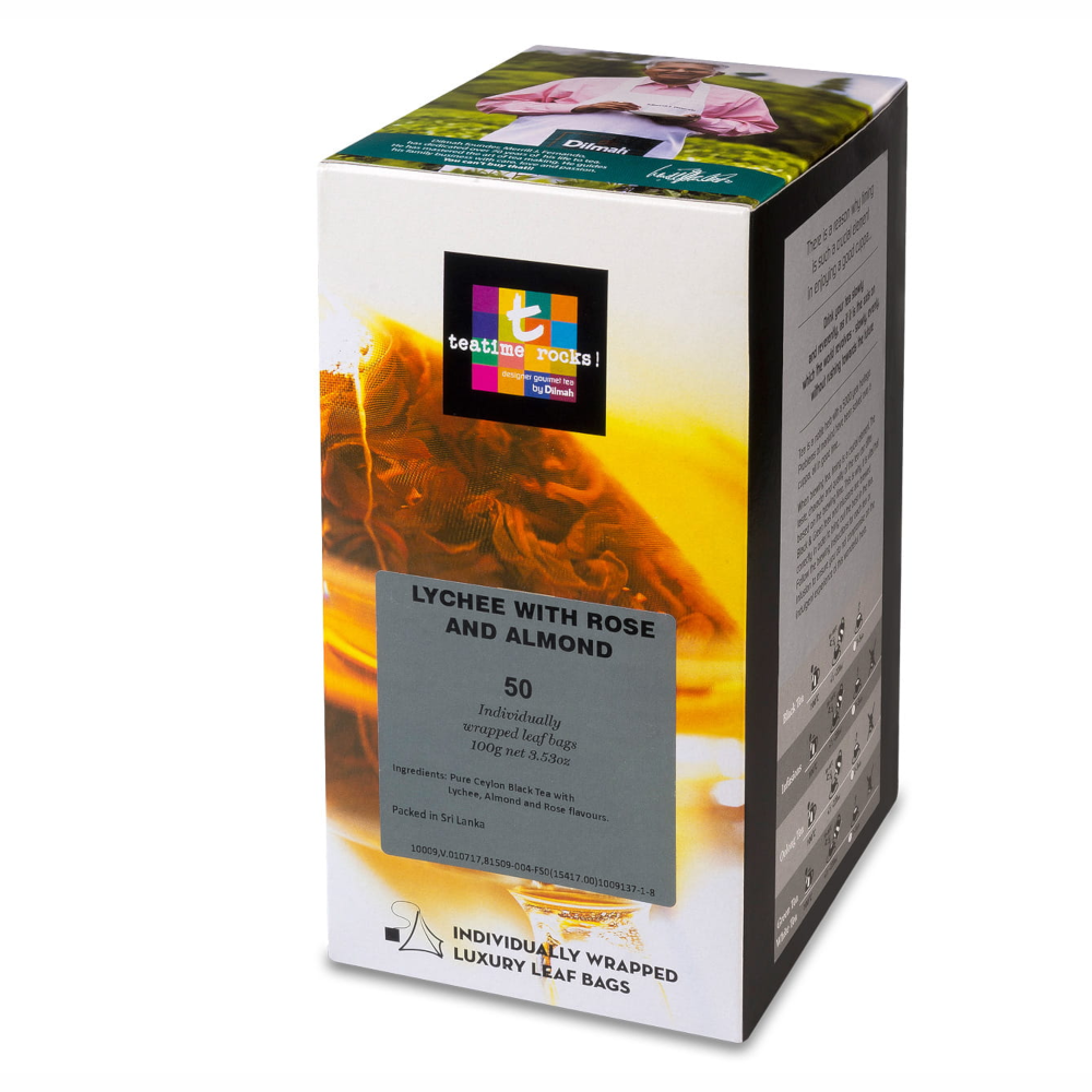 Herbata Dilmah Lychee with Rose and Almond Tea t-SERIES puszka 50 x 2 g