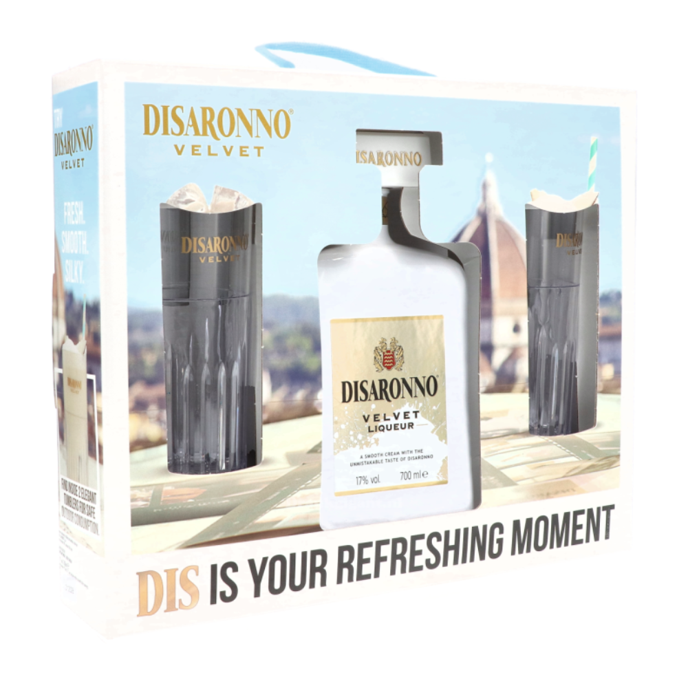 Likier Disaronno Velvet 17% 700 ml + 2 szklanki batida
