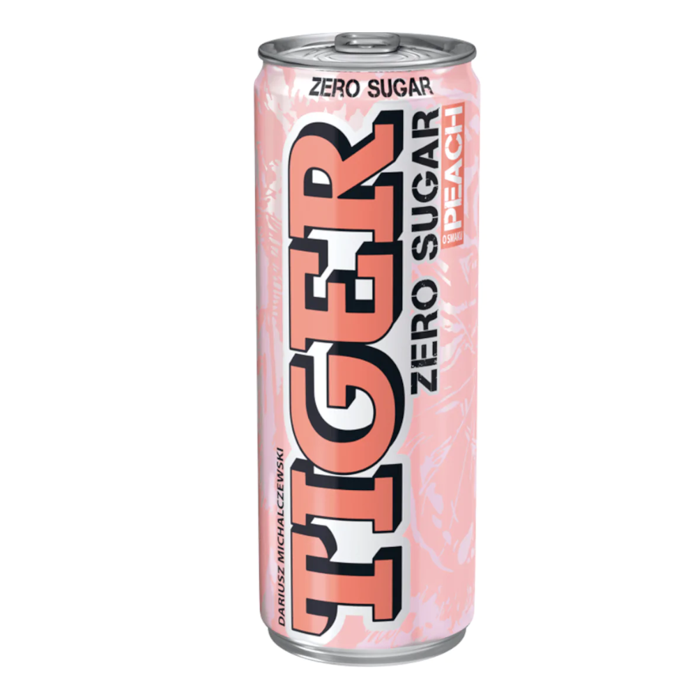 Energetyk Tiger Peach Zero Sugar 250 ml puszka DRS