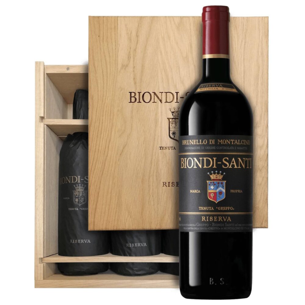 Biondi Santi Brunello Di Montalcino Riserva 2013 3 Bottles Wooden Box 14% czerwone wytrawne 750 ml