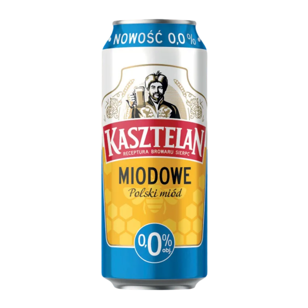 Piwo Kasztelan Miodowe 0% 500 ml puszka DRS