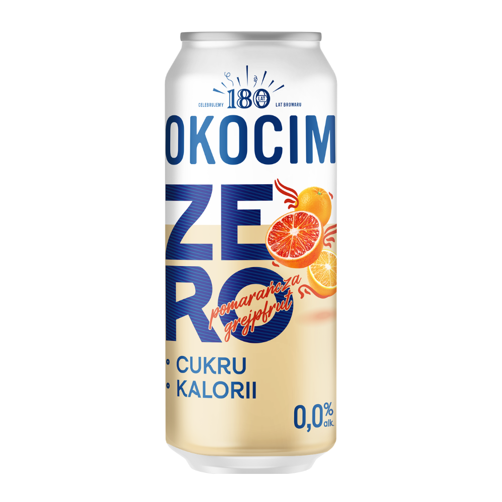 Piwo Okocim Zero Pomarańcza Grejpfrut 0% 500 ml 4-pak Puszka DRS