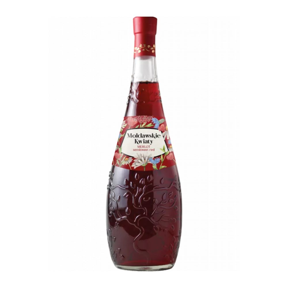 Wino Kwiaty Mołdawskie Merlot 13% czerwone półsłodkie 750 ml