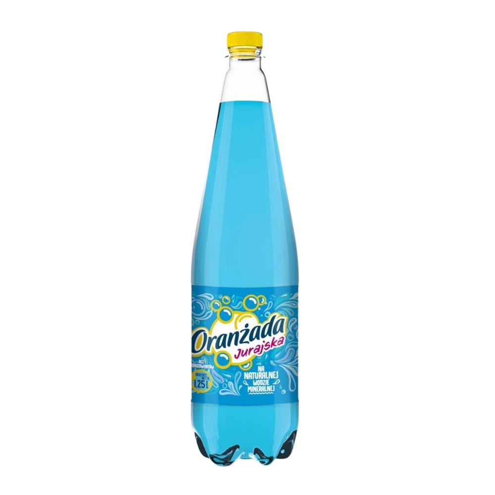 Napój Jurajska Oranżada Niebieska 20% soku 1250 ml DRS