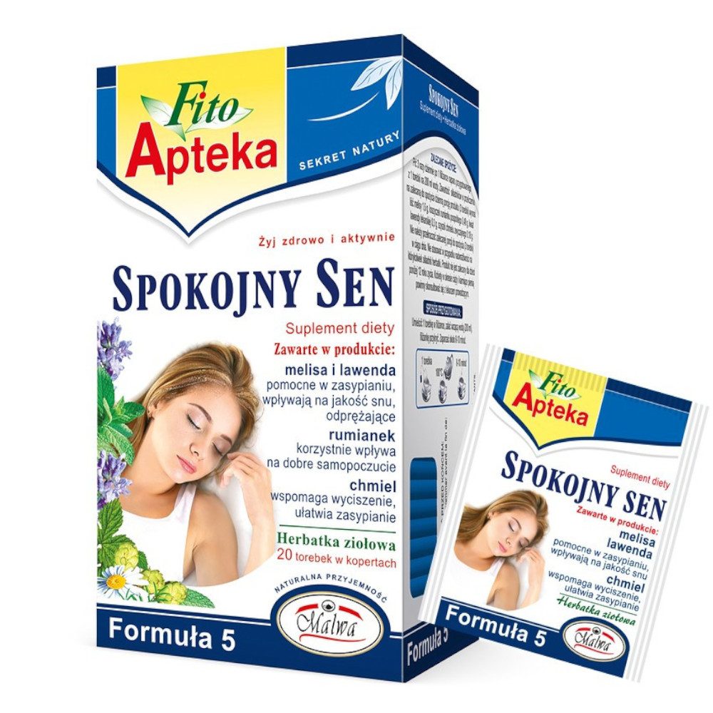 Herbata Malwa Fito Apteka Herbatka ziołowa Formuła 5 Spokojny Sen 20 x 2 g
