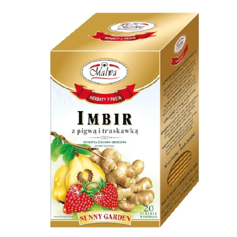 Herbata Malwa ziołowo-owocowa Sunny Garden Exclusive Imbir z pigwą i truskawką 20 x 2 g