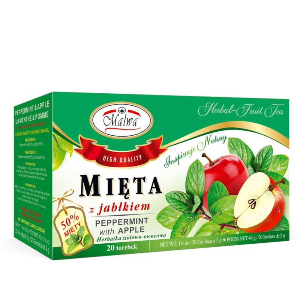 Herbata Malwa Mięta z jabłkiem 20 x 2 g