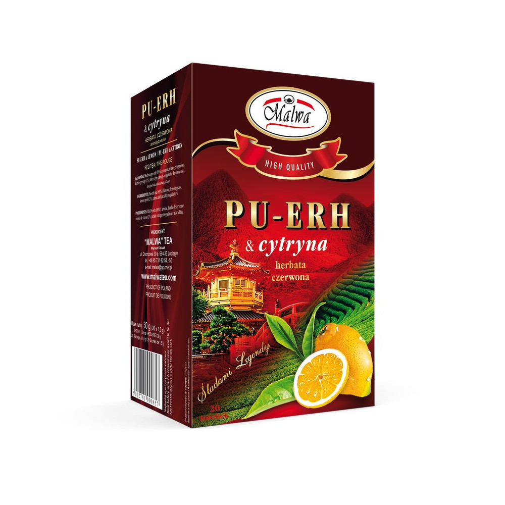 Herbata Malwa Pu Erh Z Cytryną 20 x 1,5 g