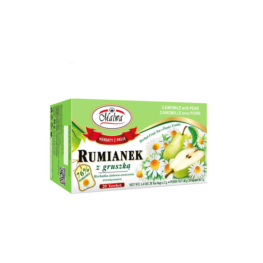 Herbata Malwa Ziołowa Rumianek z gruszką 20 x 2 g
