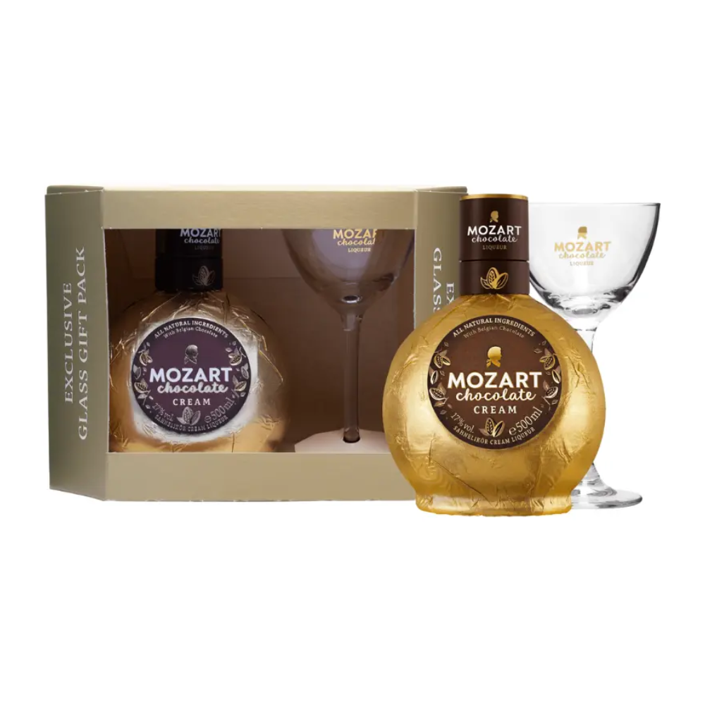 Likier Mozart Chocolate Cream Gold 17% 500 ml + kieliszek