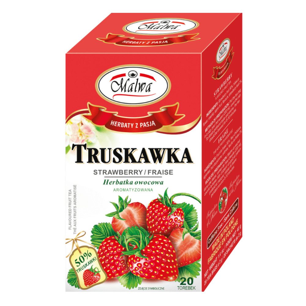 Herbata Malwa Owocowa Truskawka 20 x 2 g
