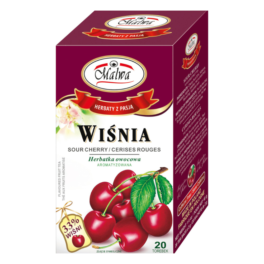 Herbata Malwa Owocowa Wiśnia 20 x 2 g