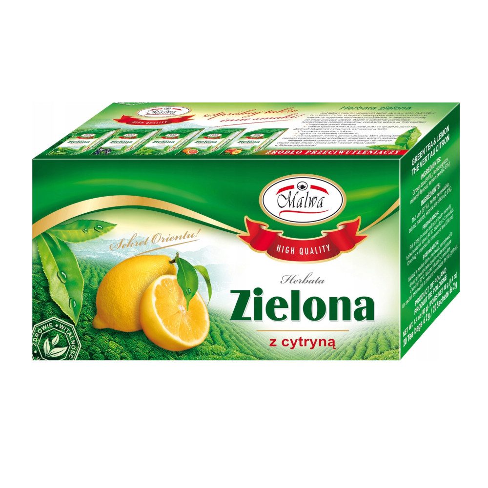 Herbata Malwa Zielona z cytryną 20 x 2 g