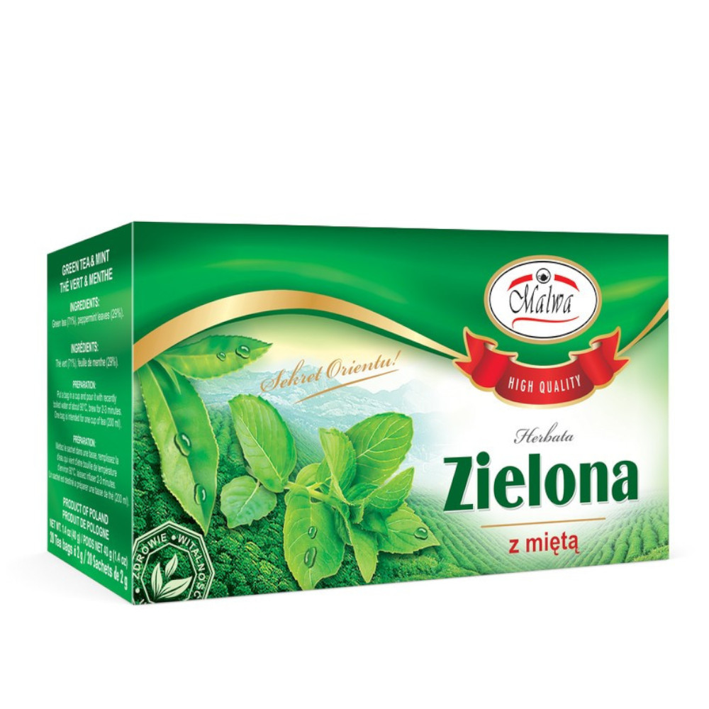 Herbata Malwa Zielona z miętą 20 x 2 g