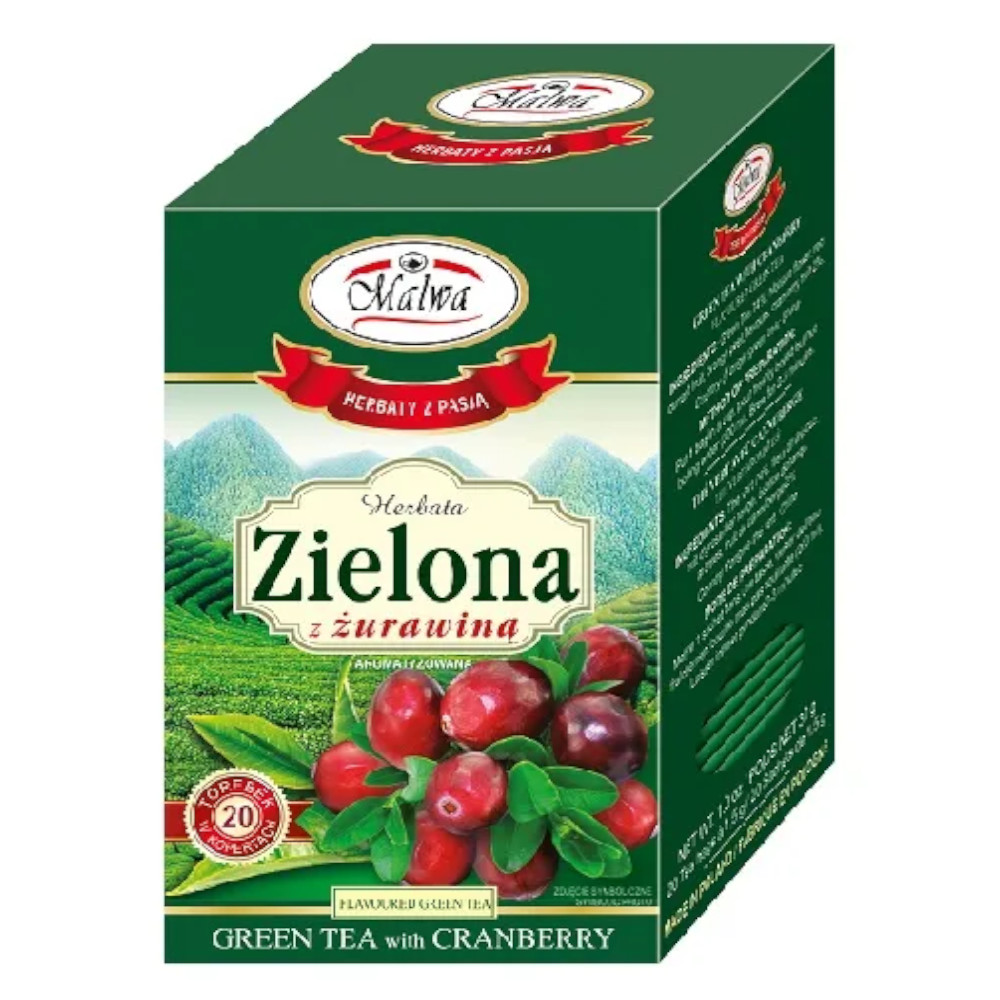 Herbata Malwa Zielona z Żurawiną 20 x 1,5 g