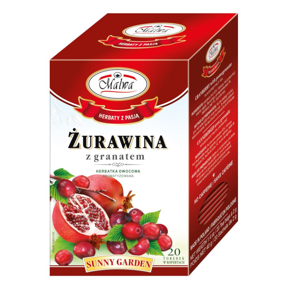 Herbata Malwa Sunny Garden Żurawina z Granatem 20 x 2 g