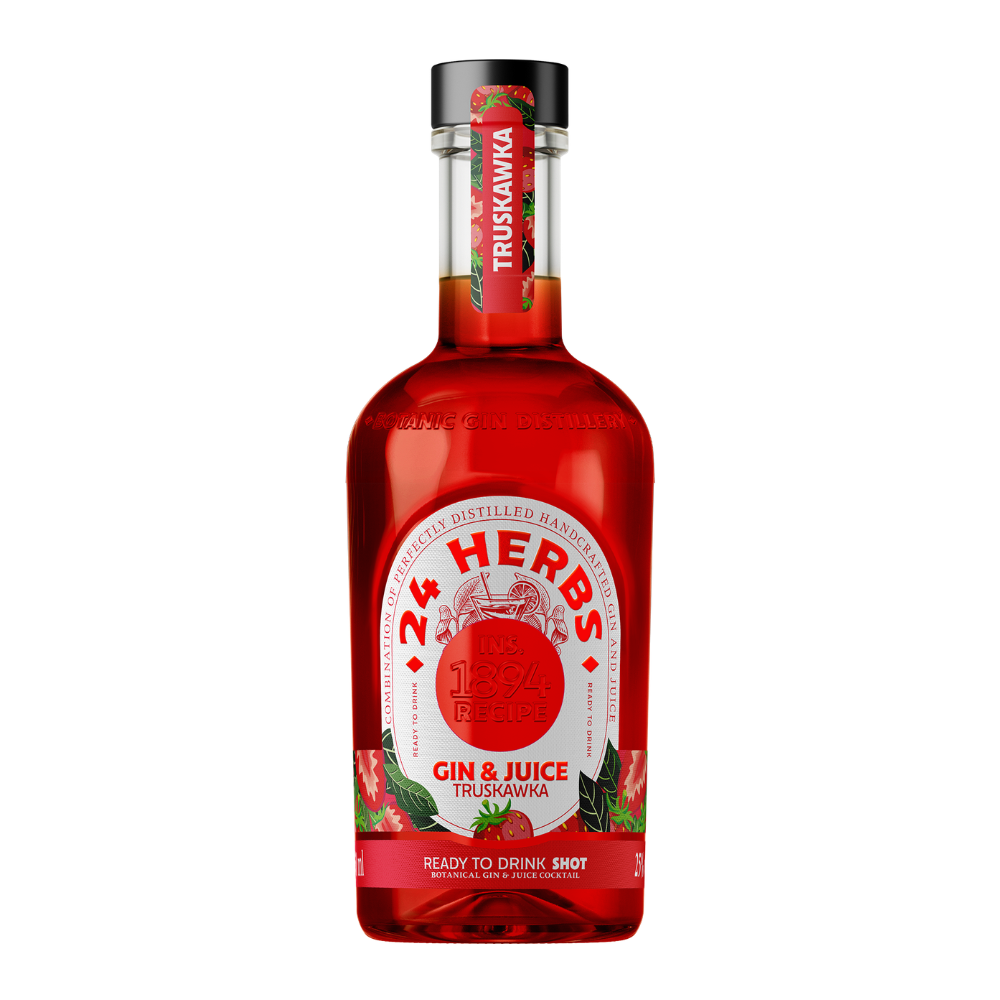 RTD 24 Herbs Gin & Juice Truskawka 25% 350 ml