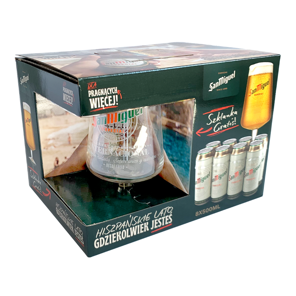 Piwo San Miguel Especial 5,4% 8 x 500 ml Puszka + szklanka