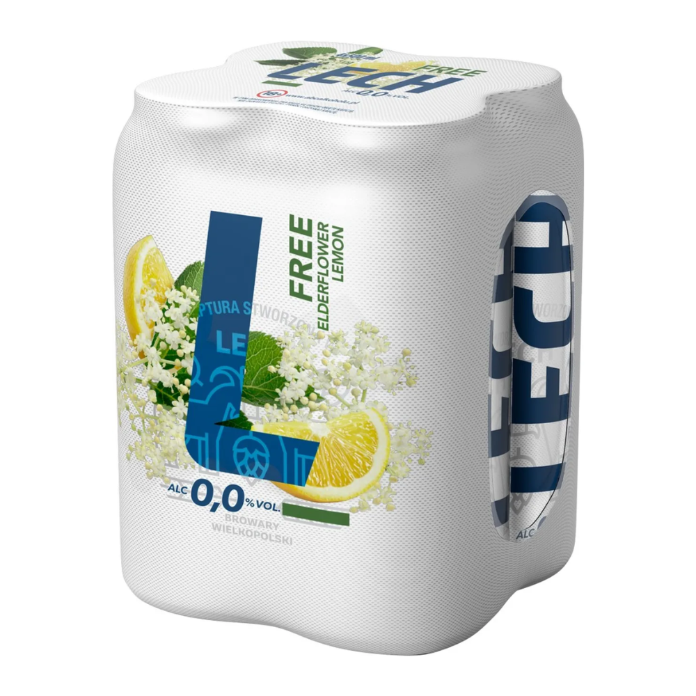 Piwo Lech Free Elderflower Lemon 0% 500 ml 4pak DRS