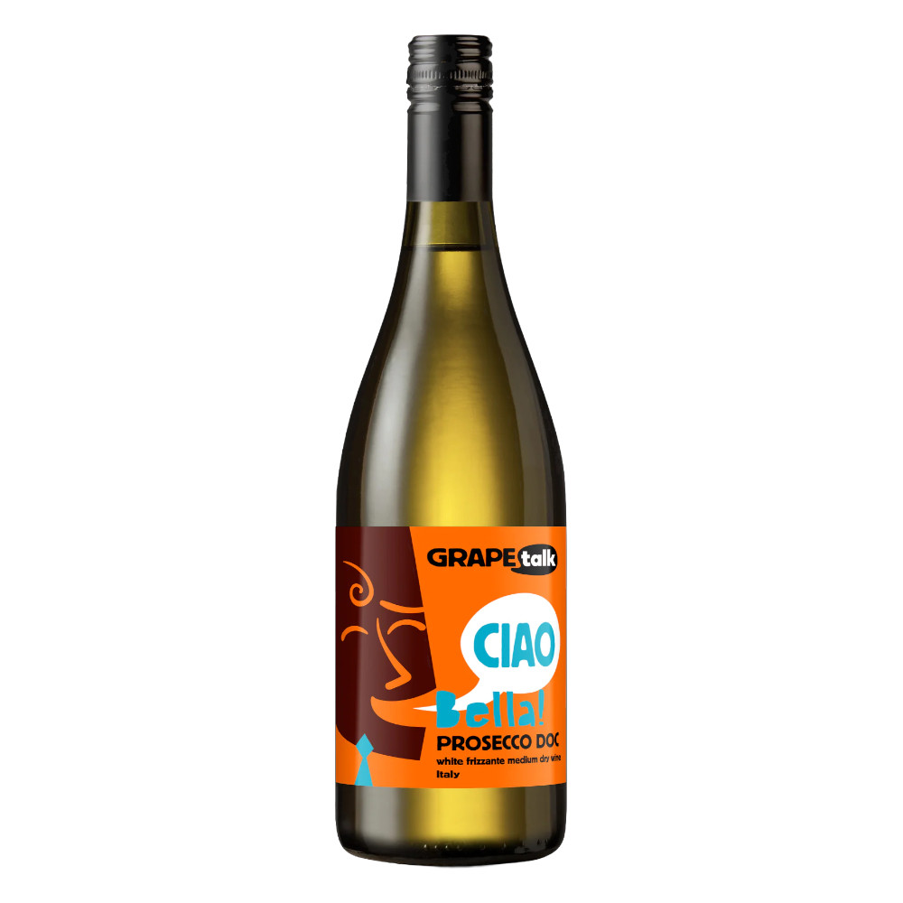 Wino Musujące Grape Talk Ciao Bella! Prosecco 10,5% białe półwytrawne 750 ml