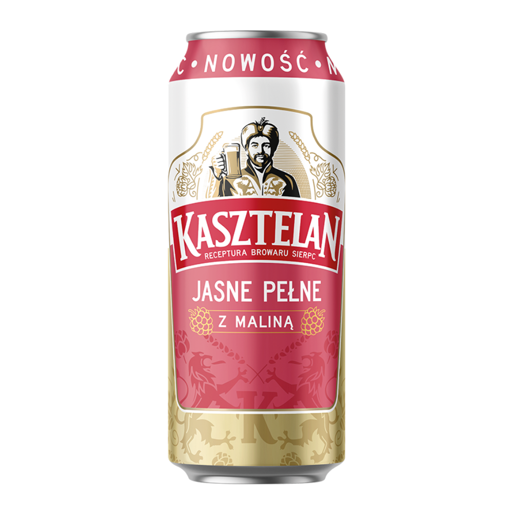 Piwo Kasztelan Jasne Pełne z maliną 4,8% 500 ml puszka DRS
