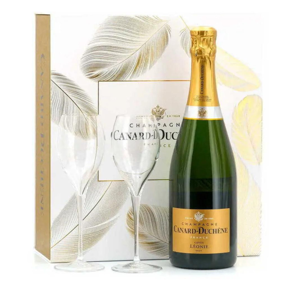Szampan Canard-Duchene Leonie Brut + 2 kieliszki 12% białe wytrawne 750ml